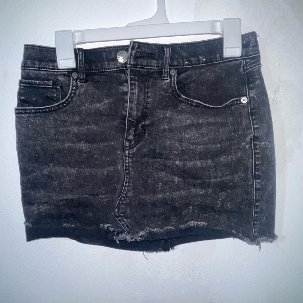 Express Charcoal Distressed Mini Skirt